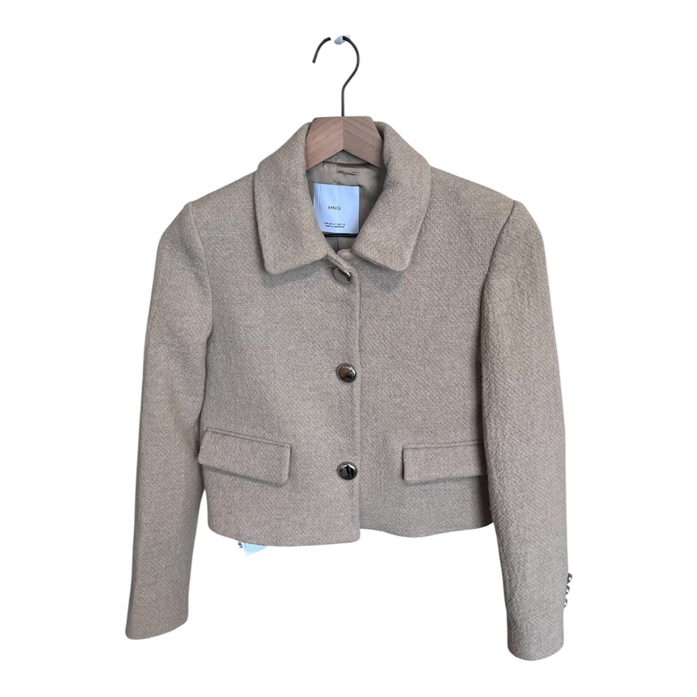 Mango Button-Down Point Collar Short Jacket - Tan… - image 1